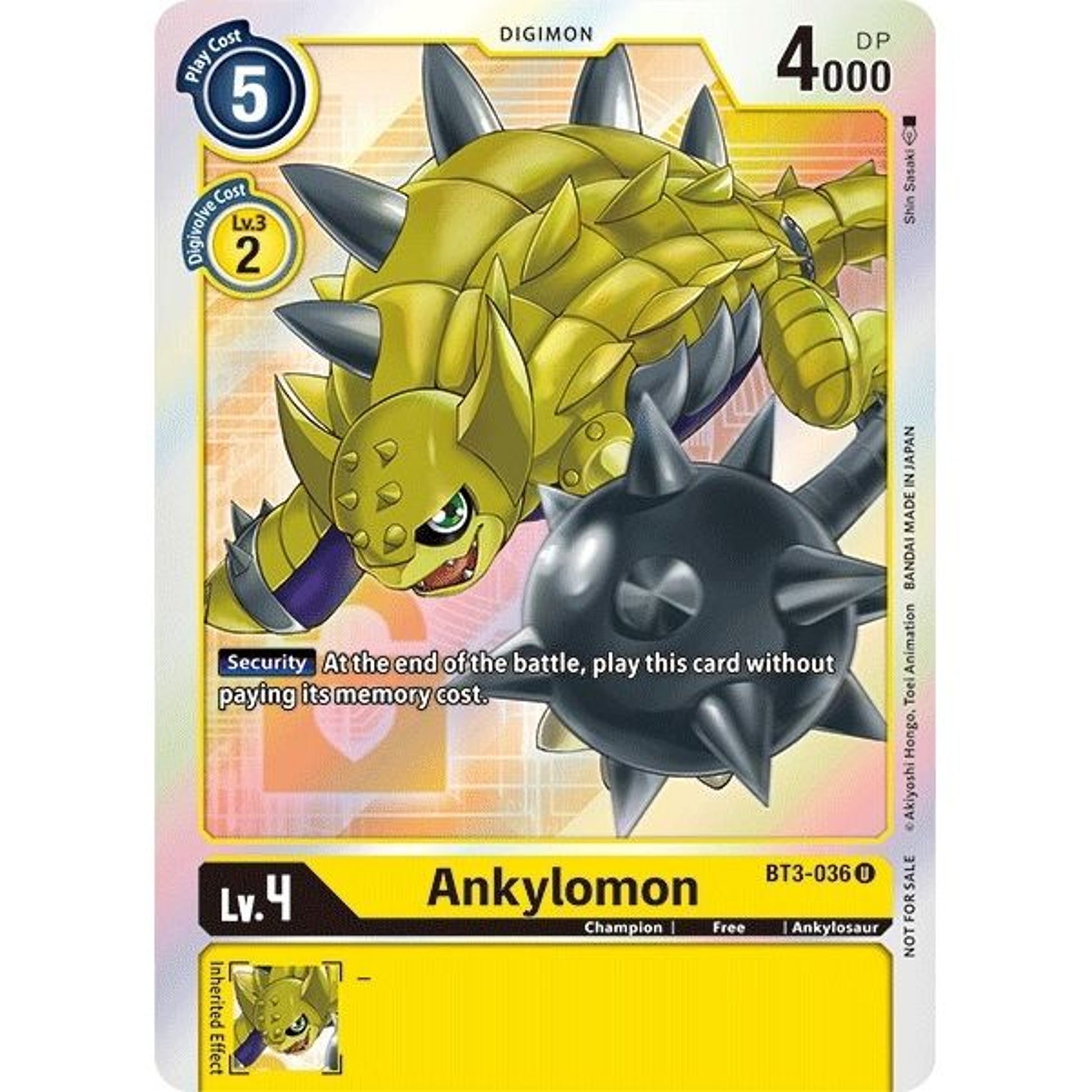 Image for Ankylomon (Box Topper) (BT3-036 U) (BT01-03B) - Digimon Card Game