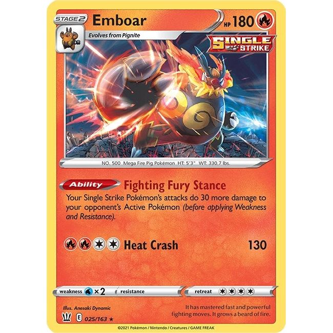 Image for Emboar (025/163) (SWSH05) - Pokemon