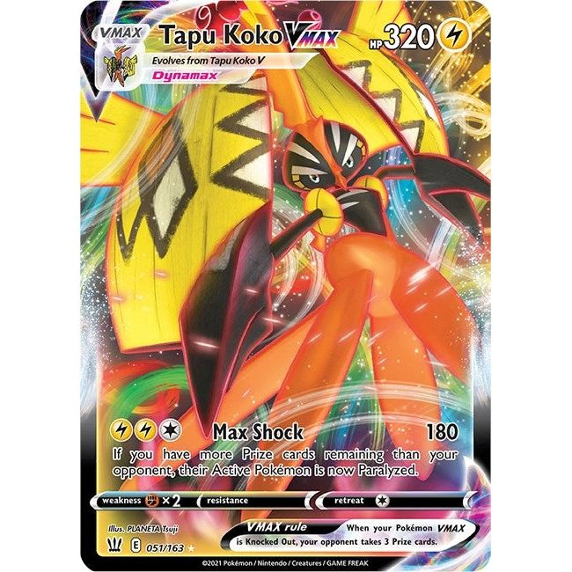 Image for Tapu Koko VMAX (051/163) (SWSH05) - Pokemon