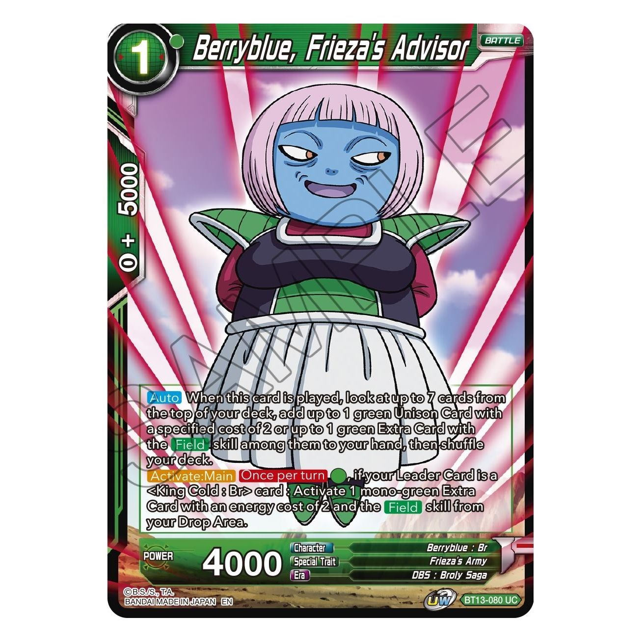 Image for Berryblue, Frieza's Advisor (BT13-080) (DBS-B13) - Dragon Ball Super: Masters