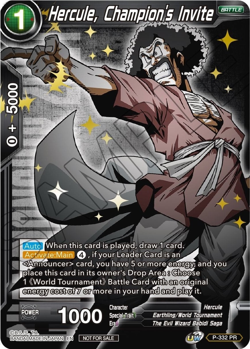 Image for Hercule, Champion's Invite (Championship Pack 2021 Vol.1) (Winner Gold Stamped) (P-332) (PR) - Dragon Ball Super: Masters