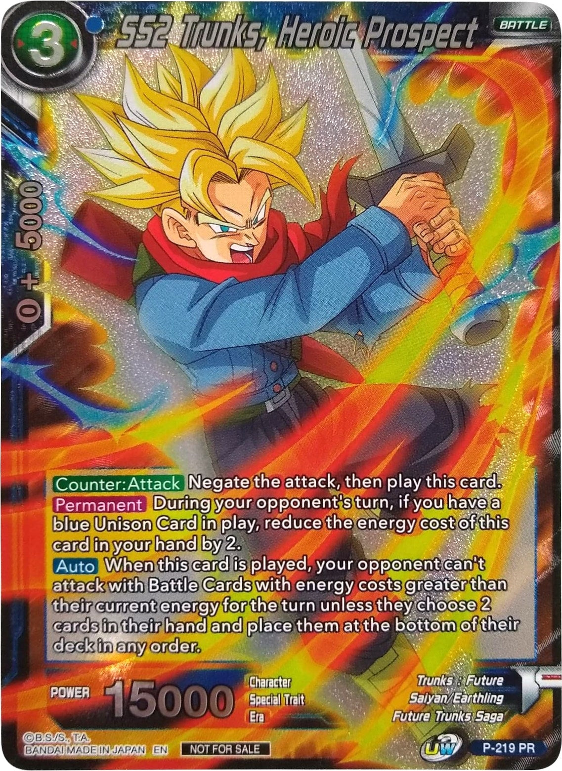 Image for SS2 Trunks, Heroic Prospect (Player's Choice) (P-219) (PR) - Dragon Ball Super: Masters