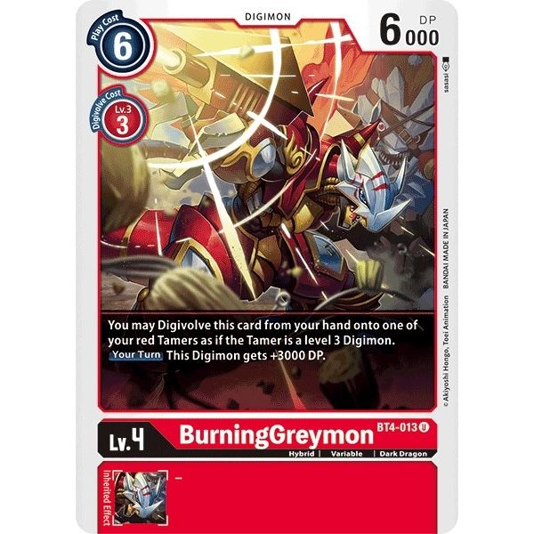 Image for BurningGreymon (BT4-013 U) (BT04) - Digimon Card Game