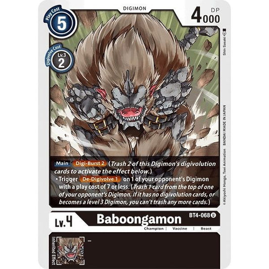 Image for Baboongamon (BT4-068 U) (BT04) - Digimon Card Game