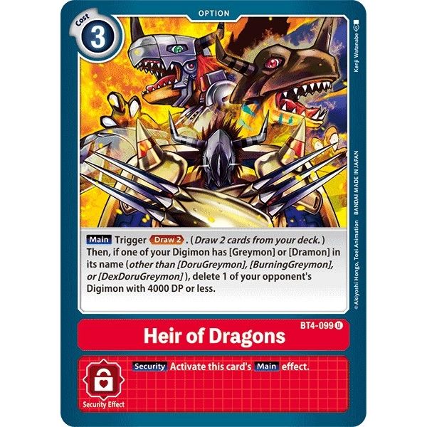 Image for Heir of Dragons (BT4-099 U) (BT04) - Digimon Card Game