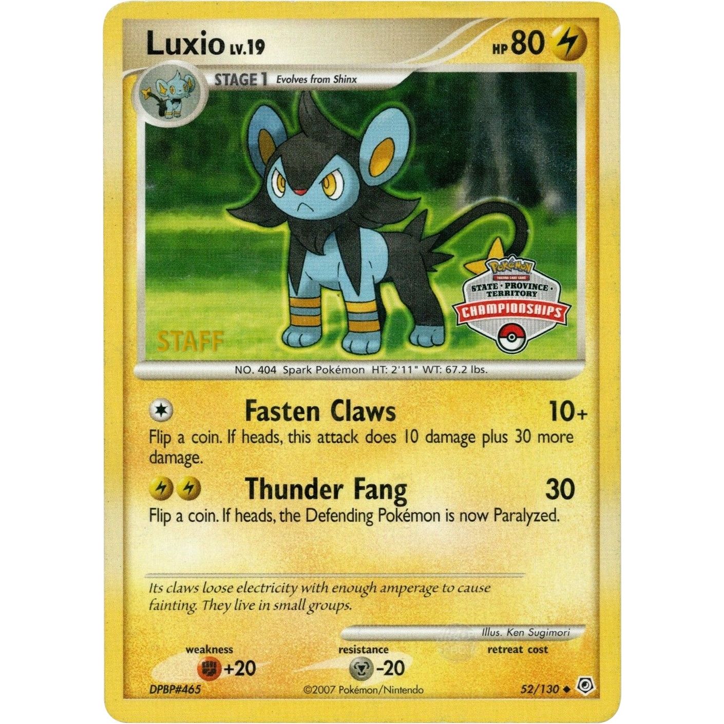 Image for Luxio - 52/130 (State Championships) [Staff] (052/130) (PR) - Pokemon