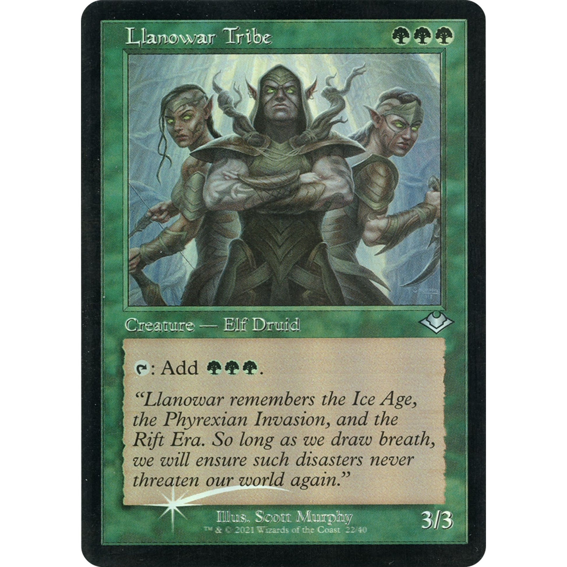 Image for Llanowar Tribe (Retro Frame) (Foil Etched) (22) (MH1) - Magic: The Gathering