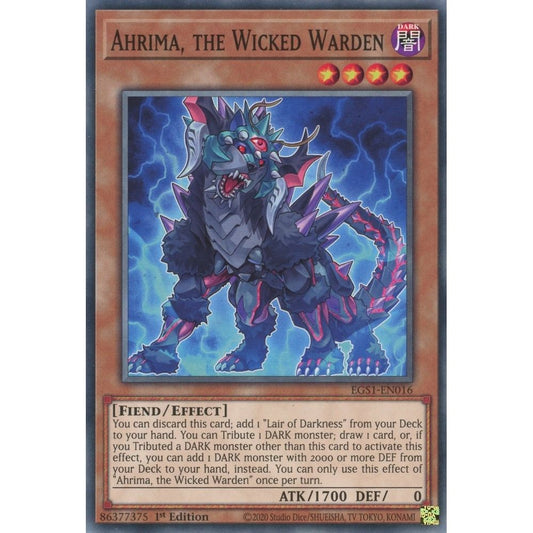 Image for Ahrima, the Wicked Warden (EGS1-EN016) (EGS1) - YuGiOh