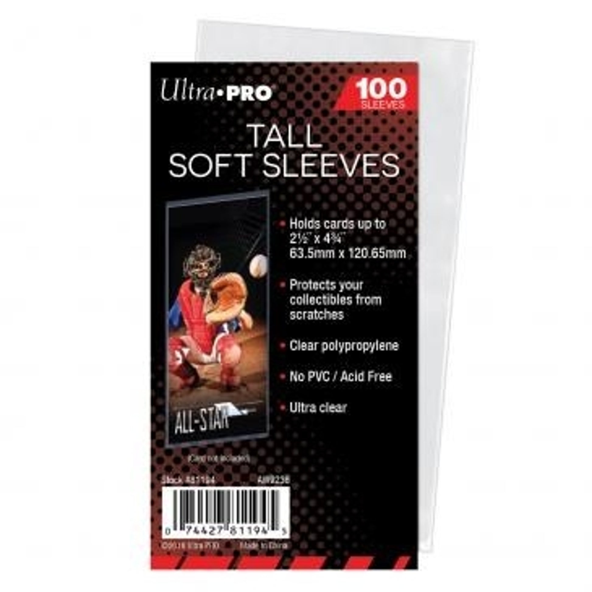 Image for Ultra PRO 2-1/2" x 4-3/4" Tall Card Soft Sleeves (100-Pack) - Card Sleeves