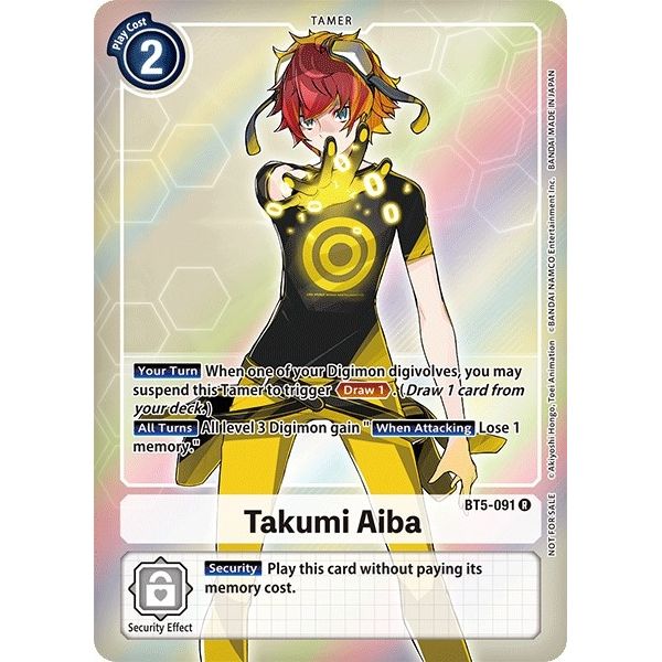 Image for Takumi Aiba (Box Topper) (BT5-091 R) (BT05) - Digimon Card Game