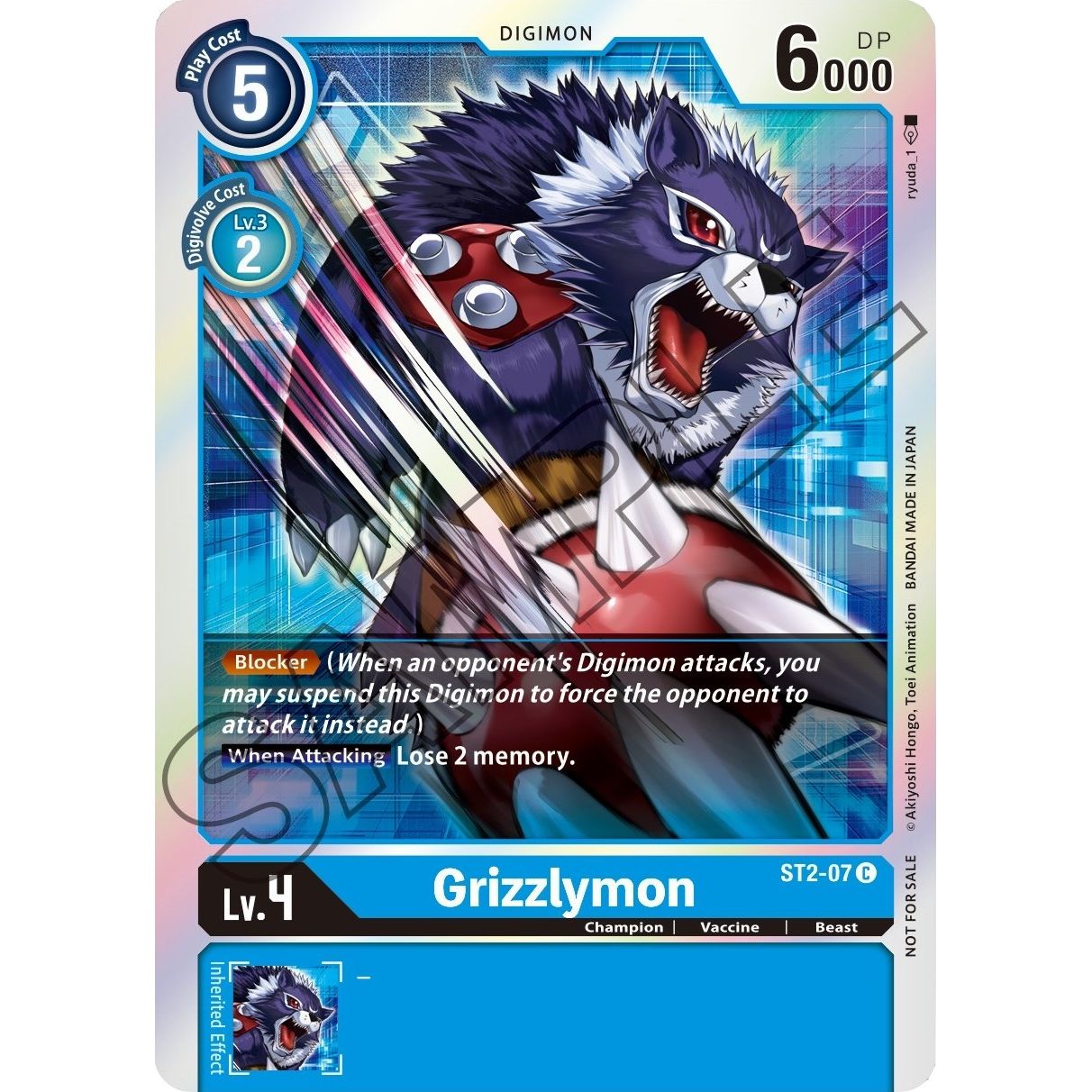 Image for Grizzlymon - ST2-07 (Event Pack 1) (ST2-07 C) (ST-2) - Digimon Card Game