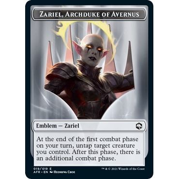 Image for Emblem - Zariel, Archduke of Avernus (19) (AFR) - Magic: The Gathering