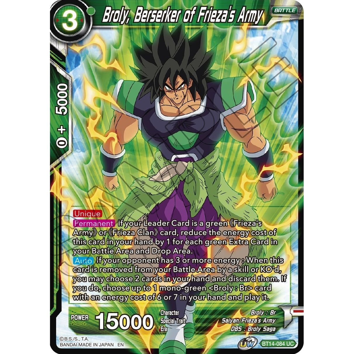 Image for Broly, Berserker of Frieza's Army (BT14-084) (DBS-B14) - Dragon Ball Super: Masters