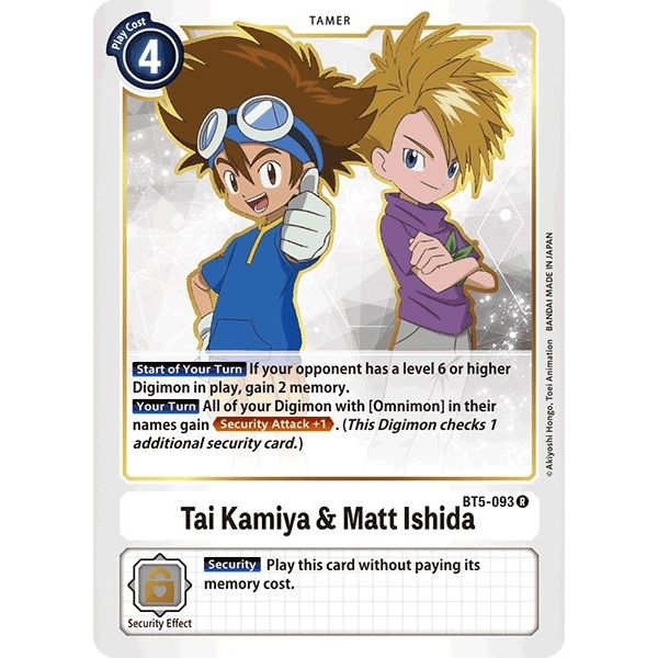 Image for Tai Kamiya & Matt Ishida (BT5-093 R) (BT05) - Digimon Card Game