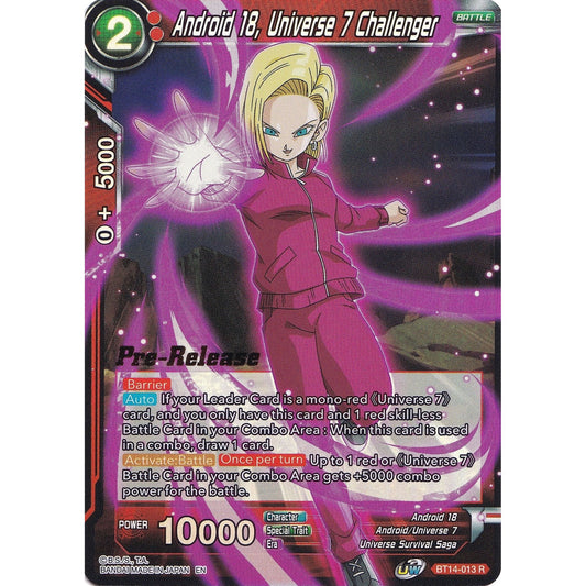 Image for Android 18, Universe 7 Challenger (BT14-013) (DBS-B14PRE) - Dragon Ball Super: Masters