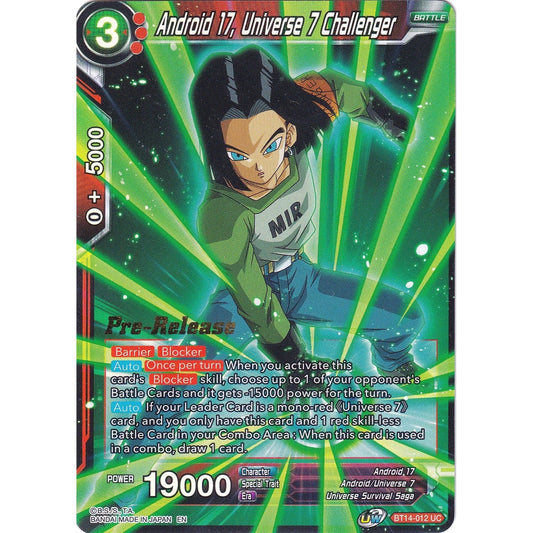 Image for Android 17, Universe 7 Challenger (BT14-012) (DBS-B14PRE) - Dragon Ball Super: Masters