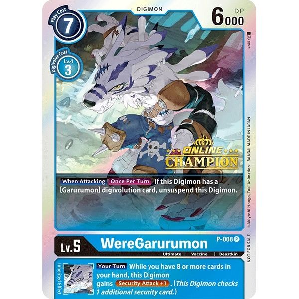 Image for WereGarurumon - P-008 (2021 Championship Online Regional) [Online Champion] (P-008 P) (D-PR) - Digimon Card Game