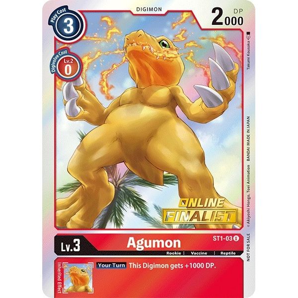 Image for Agumon - ST1-03 (2021 Championship Online Regional) [Online Finalist] (ST1-03 U) (ST-1) - Digimon Card Game