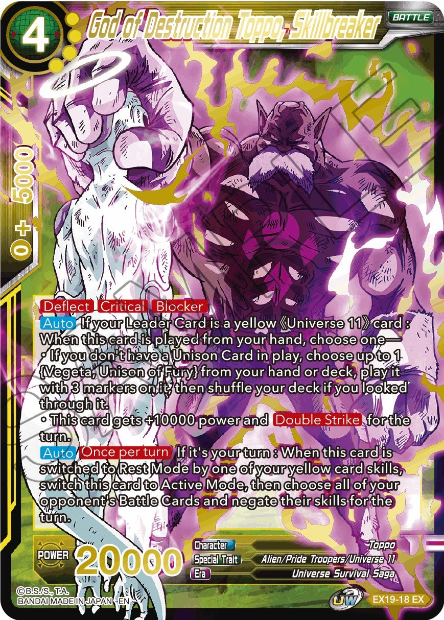 Image for God of Destruction Toppo, Skillbreaker (EX19-18) (DBS-BE19) - Dragon Ball Super: Masters