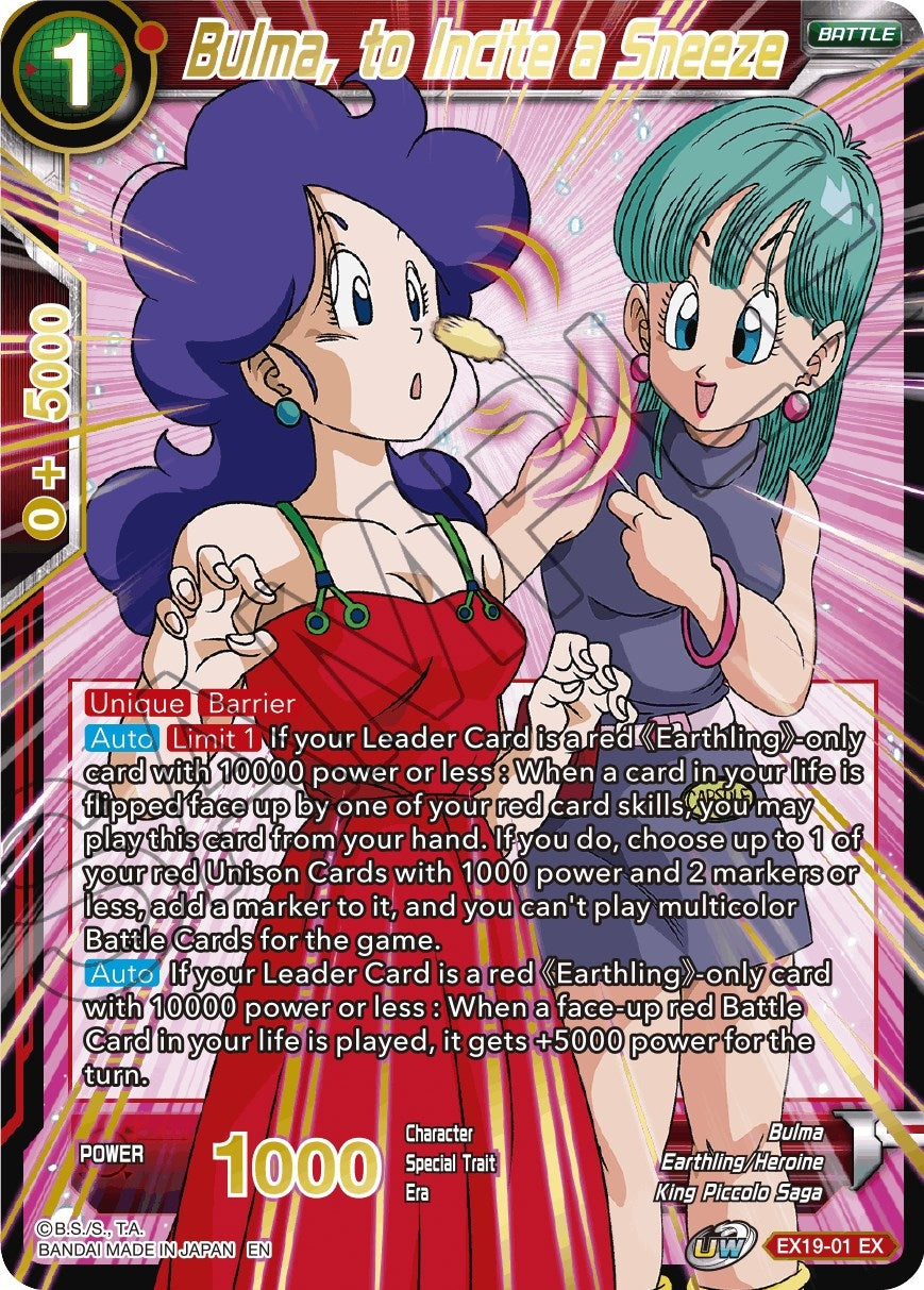 Image for Bulma, to Incite a Sneeze (EX19-01) (DBS-BE19) - Dragon Ball Super: Masters