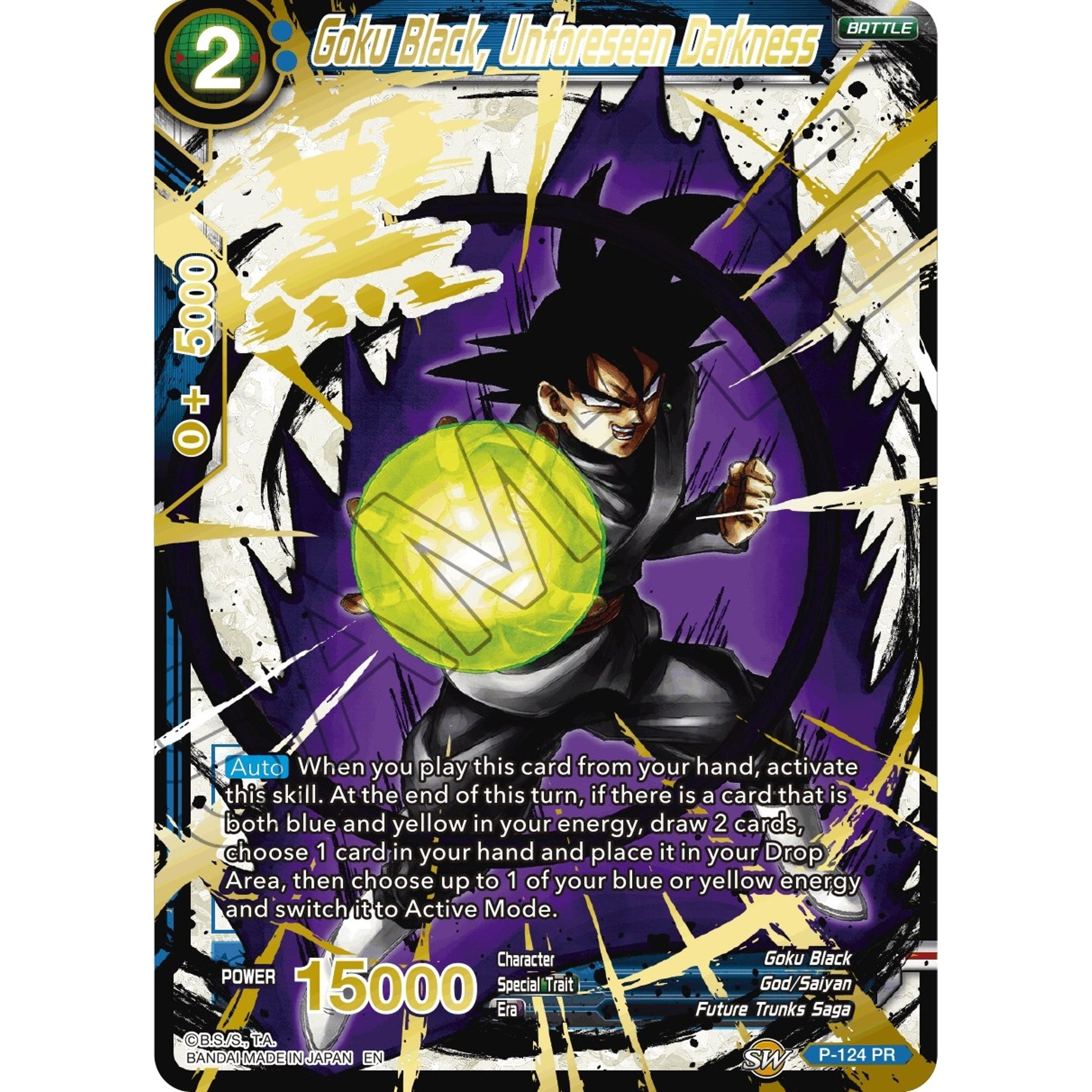 Image for Goku Black, Unforeseen Darkness (Alternate Art) (P-124) (DBS-BE19) - Dragon Ball Super: Masters