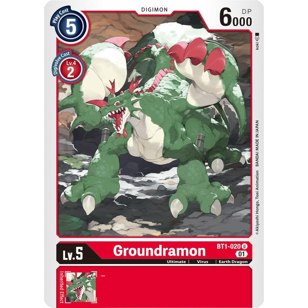 Image for Groundramon - BT1-020 (Alternate Art) (BT1-020 U) (ST-7) - Digimon Card Game