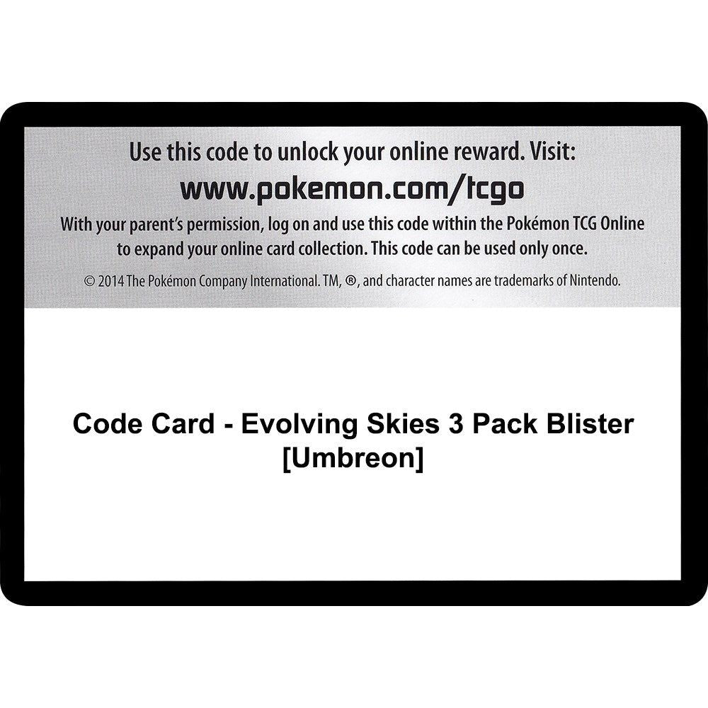 Image for Code Card - Evolving Skies 3 Pack Blister [Umbreon] (SWSH07) - Pokemon
