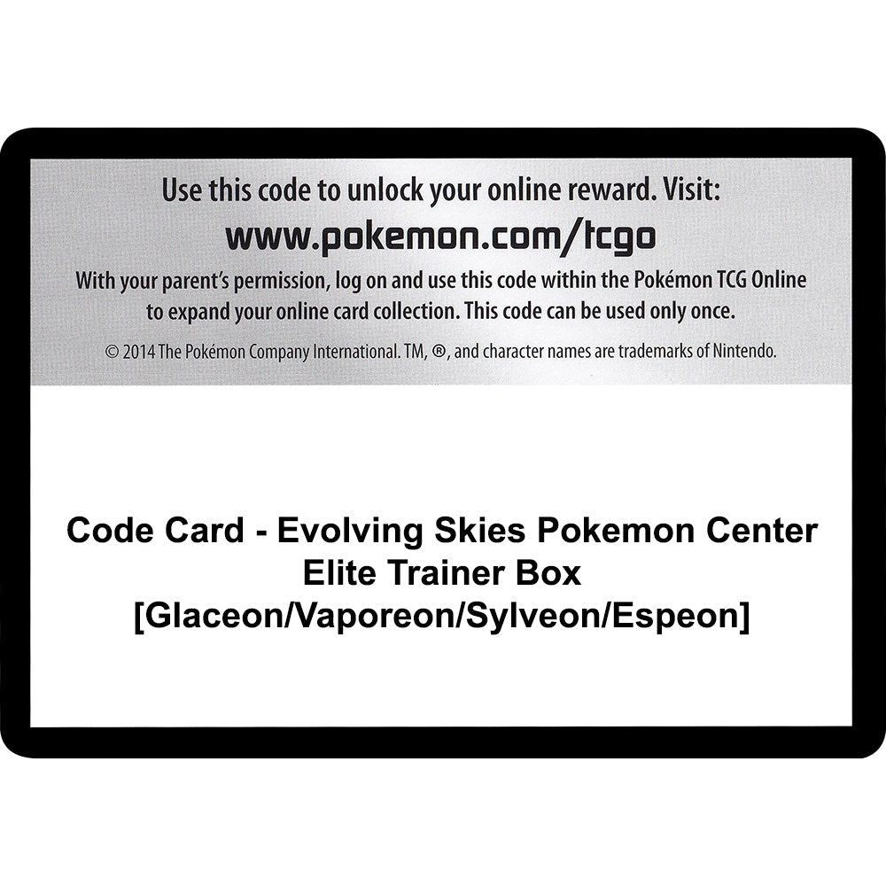 Image for Code Card - Evolving Skies Pokemon Center Elite Trainer Box [Glaceon/Vaporeon/Sylveon/Espeon] (SWSH07) - Pokemon