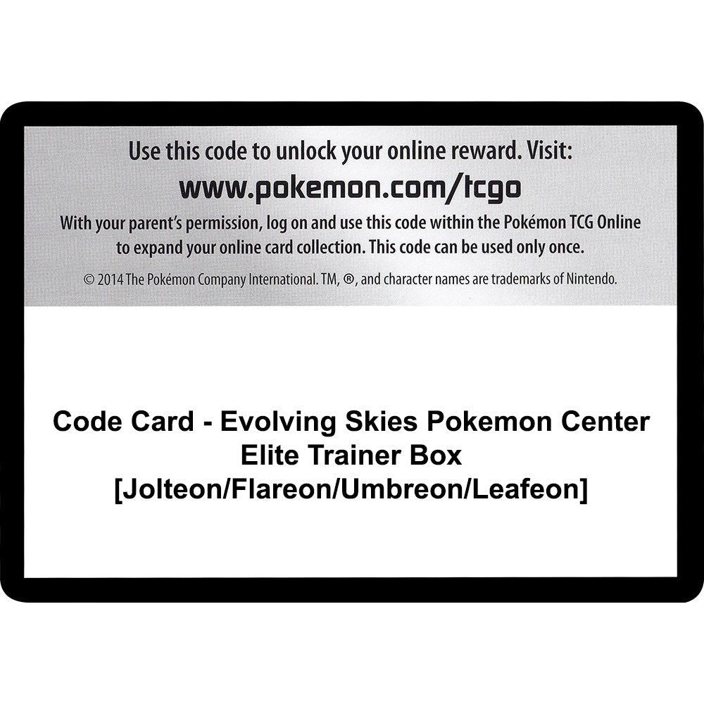 Image for Code Card - Evolving Skies Pokemon Center Elite Trainer Box [Jolteon/Flareon/Umbreon/Leafeon] (SWSH07) - Pokemon