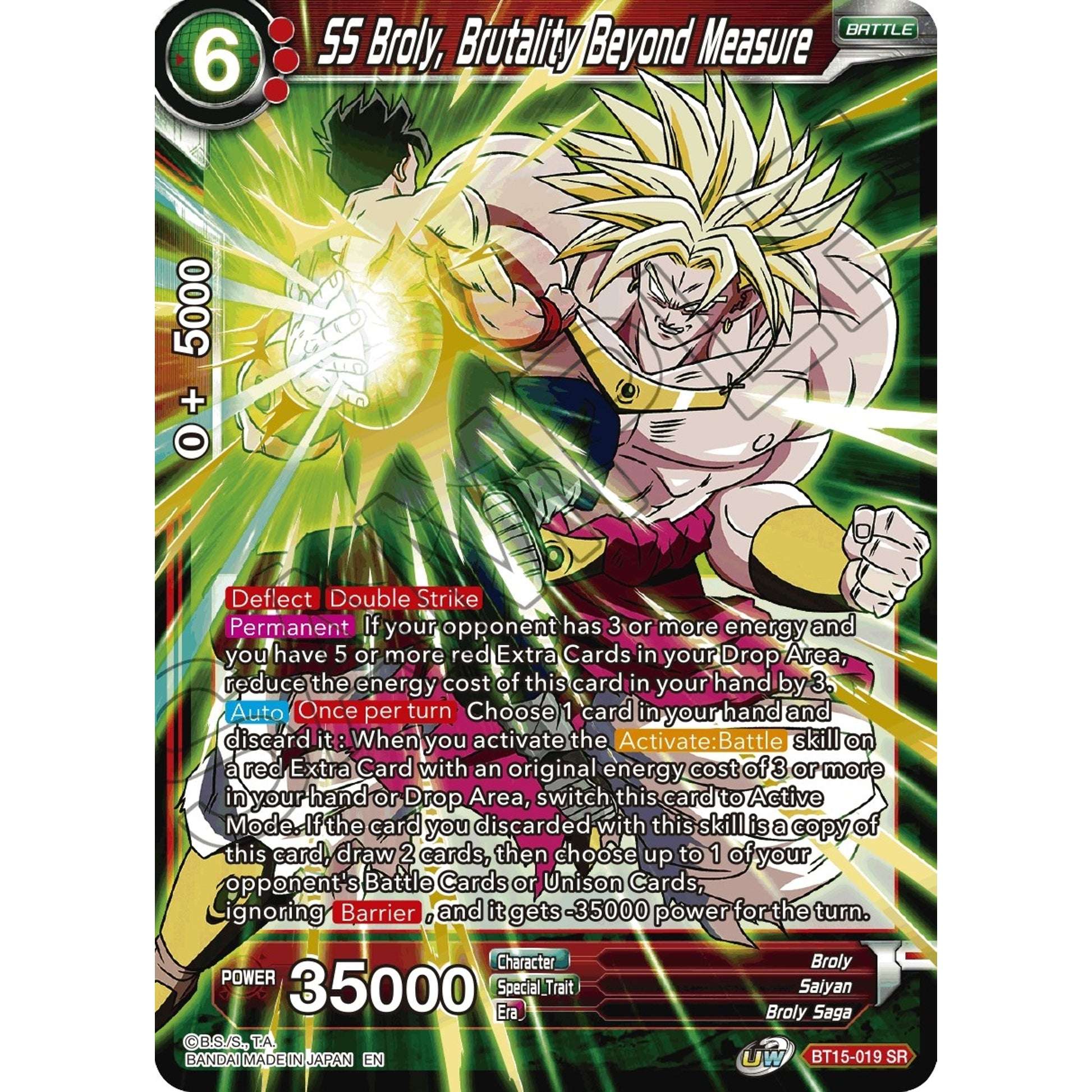 Image for SS Broly, Brutality Beyond Measure (BT15-019) (DBS-B15) - Dragon Ball Super: Masters