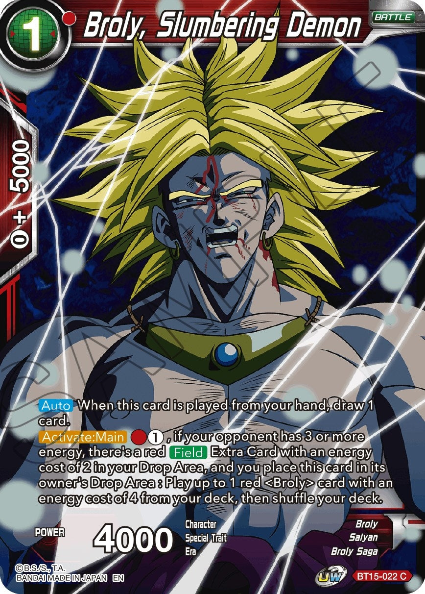 Image for Broly, Slumbering Demon (BT15-022) (DBS-B15) - Dragon Ball Super: Masters