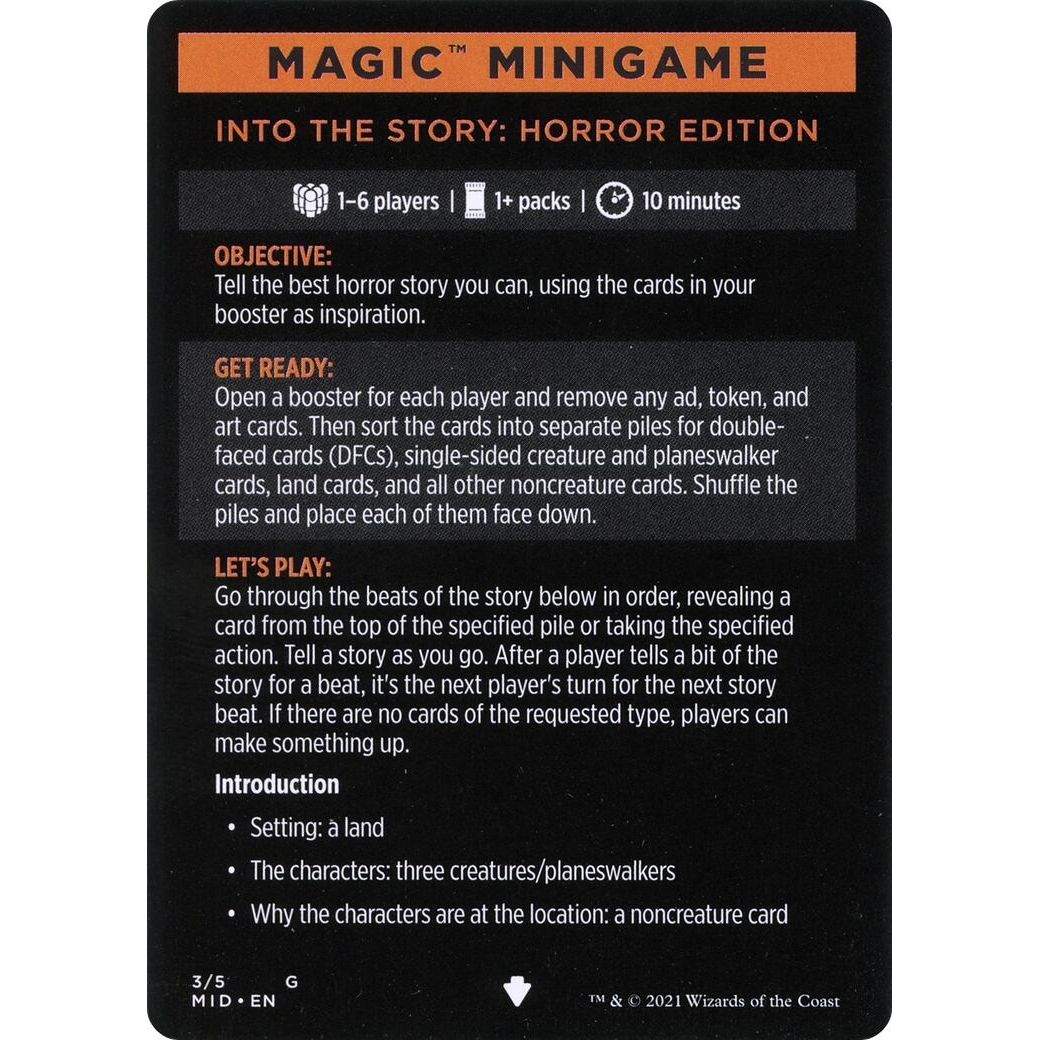 Image for Magic Minigame: Into the Story: Horror Edition (3) (MID) - Magic: The Gathering
