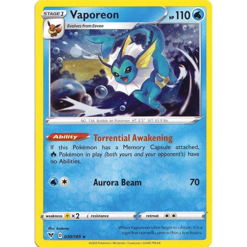 Image for Vaporeon - 030/185 (Cosmos Holo) (030/185) (MCAP) - Pokemon