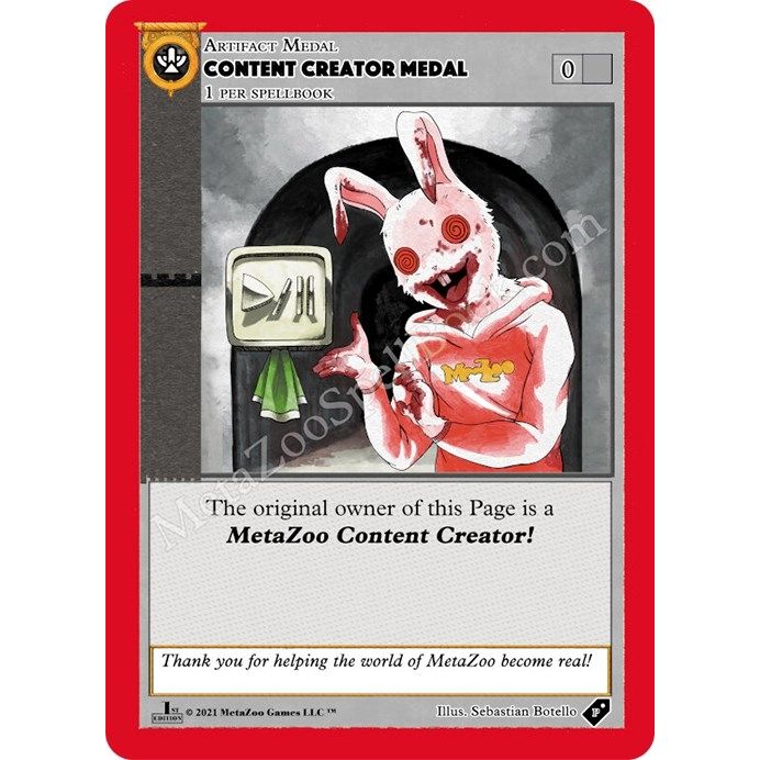 Image for Content Creator Medal (MEDALS) - MetaZoo