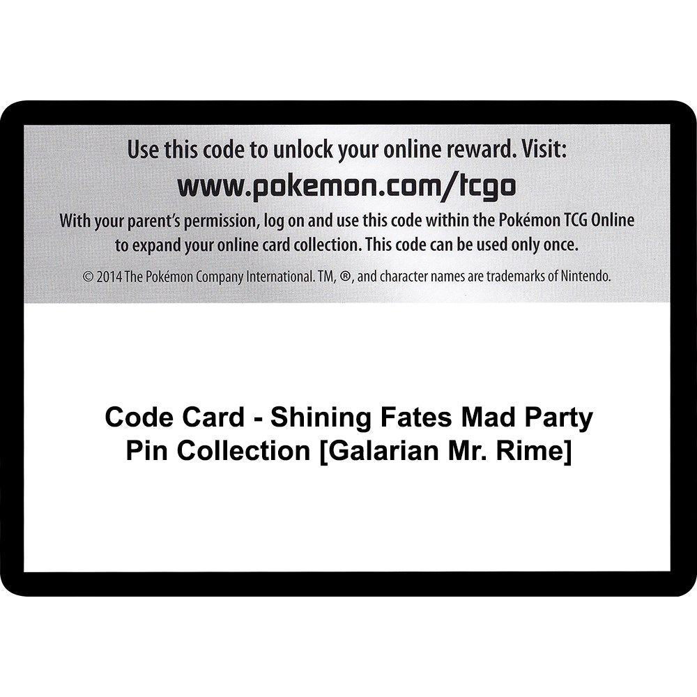 Image for Code Card - Shining Fates Mad Party Pin Collection [Galarian Mr. Rime] (SHF) - Pokemon