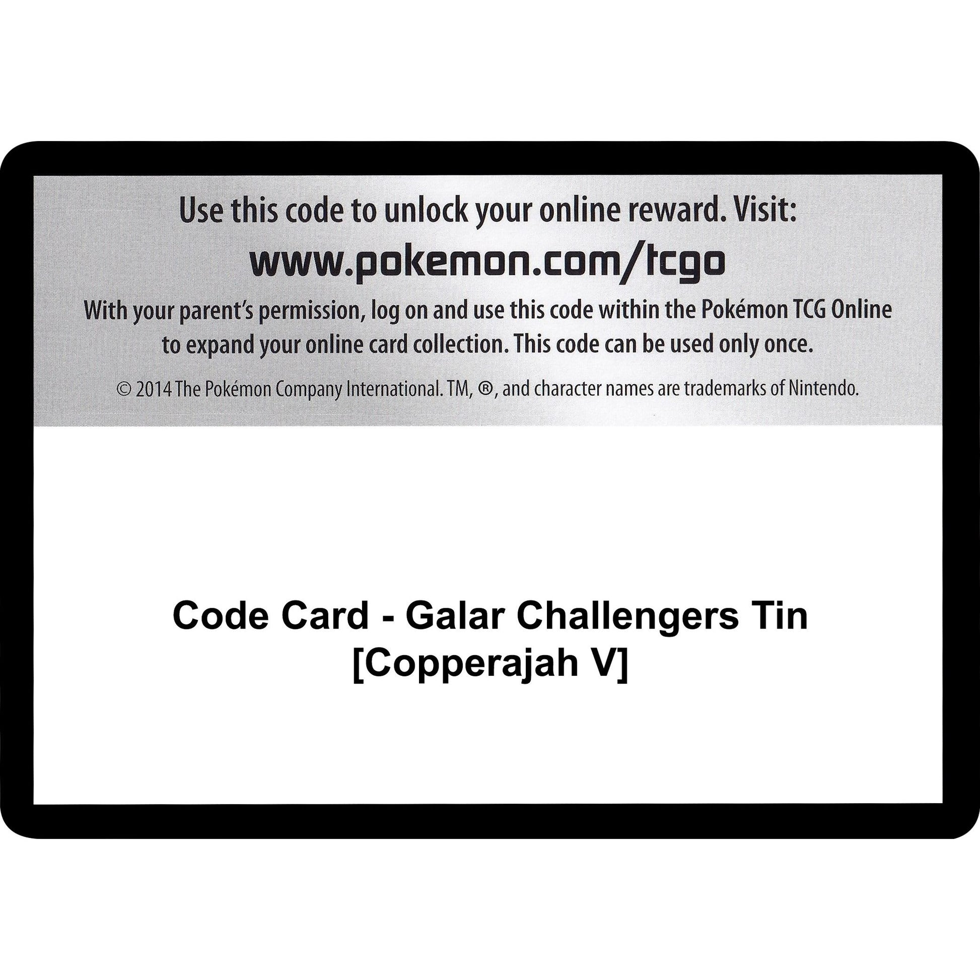 Image for Code Card - Galar Challengers Tin [Copperajah V] (MCAP) - Pokemon