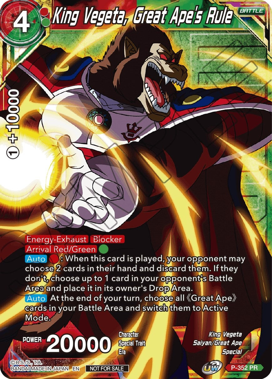 Image for King Vegeta, Great Ape's Rule (Winner Stamped) (P-352) (TPR) - Dragon Ball Super: Masters