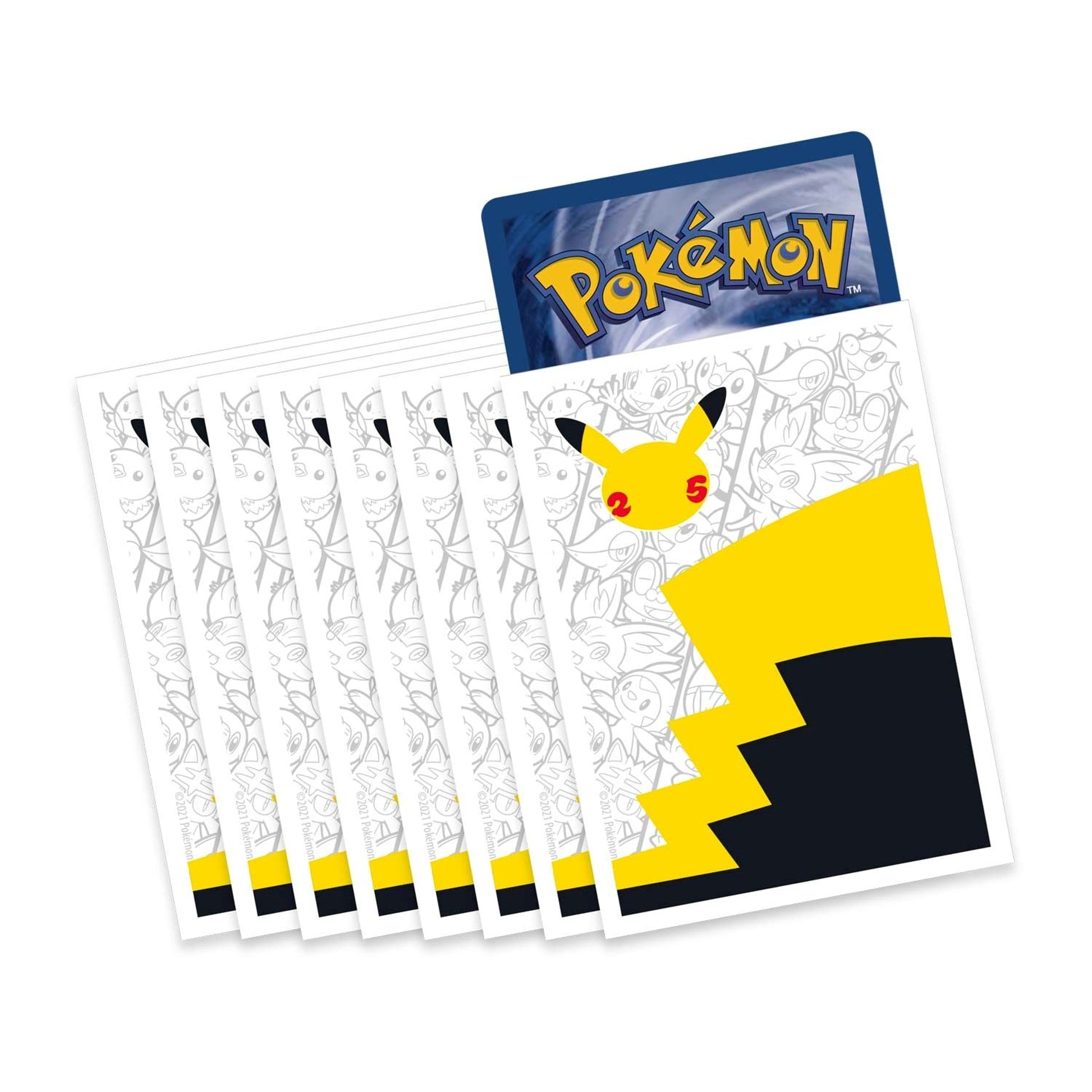 Image for Pokemon TCG: Celebrations Pokemon Center Exclusive Elite Trainer Box Card Sleeves - Pokémon 25 Logo (65 Pack) - Card Sleeves