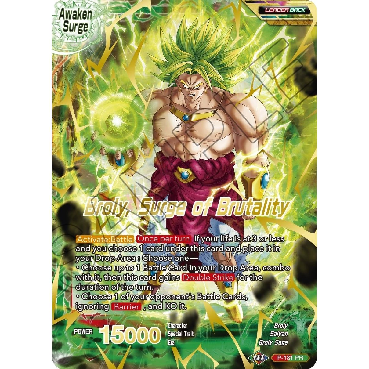 Image for Broly // Broly, Surge of Brutality (Gold Stamped) (P-181) (MB-01) - Dragon Ball Super: Masters