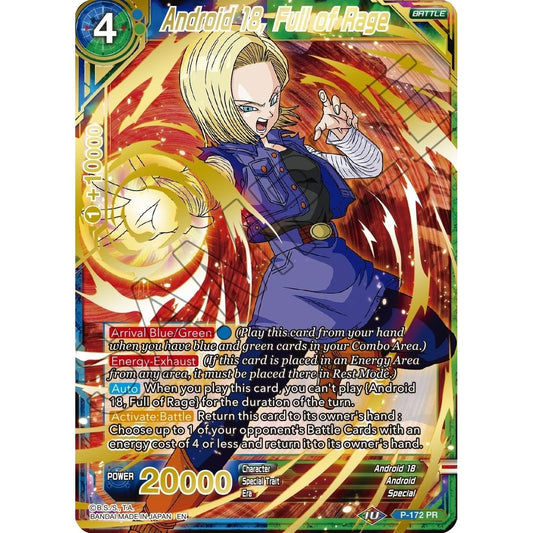 Image for Android 18, Full of Rage (Gold Stamped) (P-172) (MB-01) - Dragon Ball Super: Masters