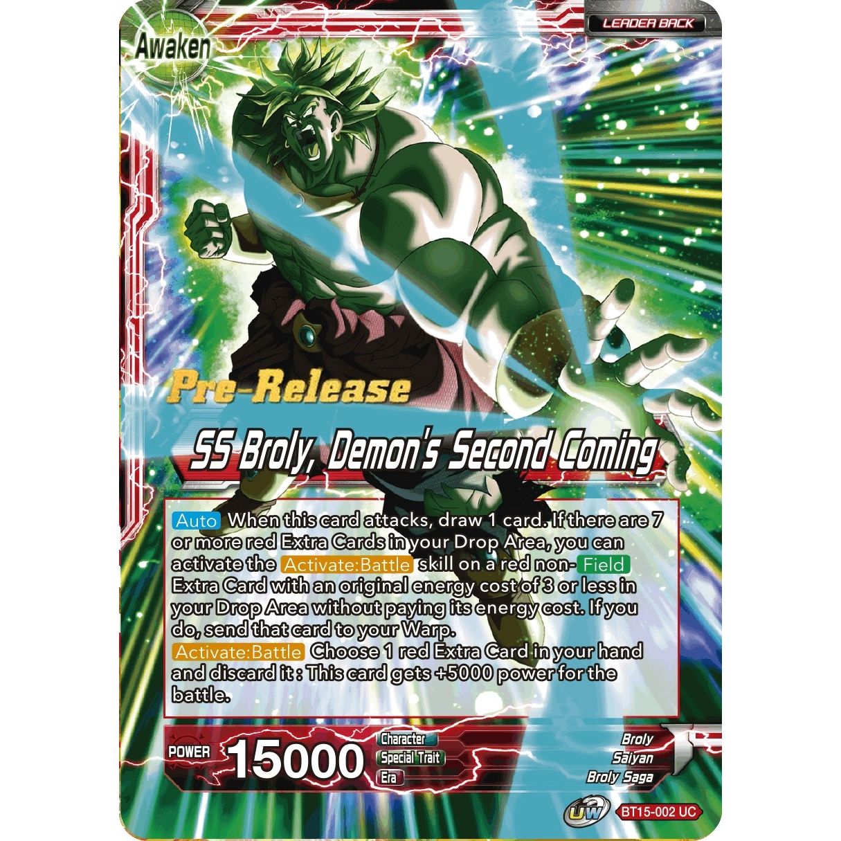 Image for Broly // SS Broly, Demon's Second Coming (BT15-002) (DBS-B15PRE) - Dragon Ball Super: Masters