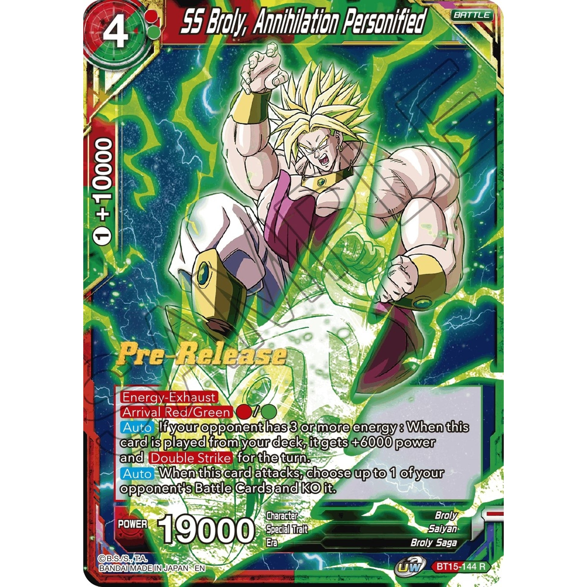 Image for SS Broly, Annihilation Personified (BT15-144) (DBS-B15PRE) - Dragon Ball Super: Masters