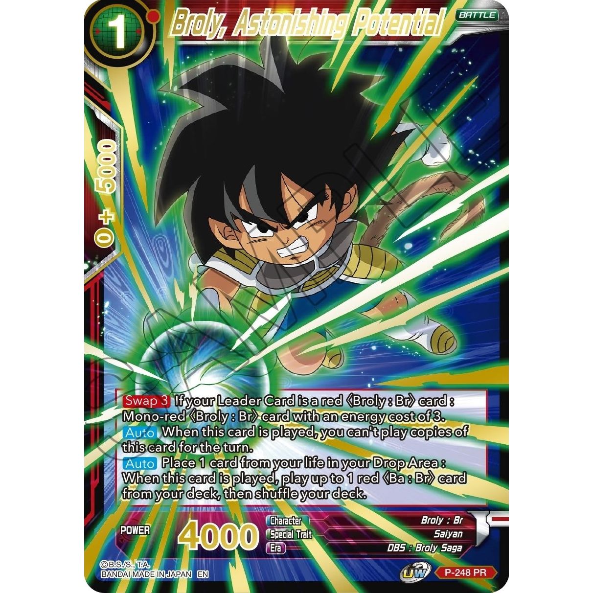 Image for Broly, Astonishing Potential (Gold Stamped) (P-248) (MB-01) - Dragon Ball Super: Masters
