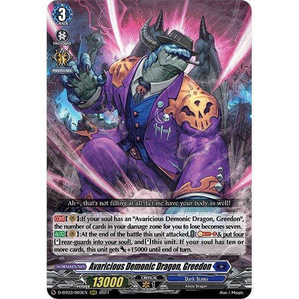 Image for Avaricious Demonic Dragon, Greedon (D-BT03/003EN) (D-BT03) - Cardfight Vanguard