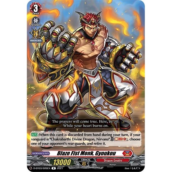 Image for Blaze Fist Monk, Gyoukou (D-BT03/026EN) (D-BT03) - Cardfight Vanguard