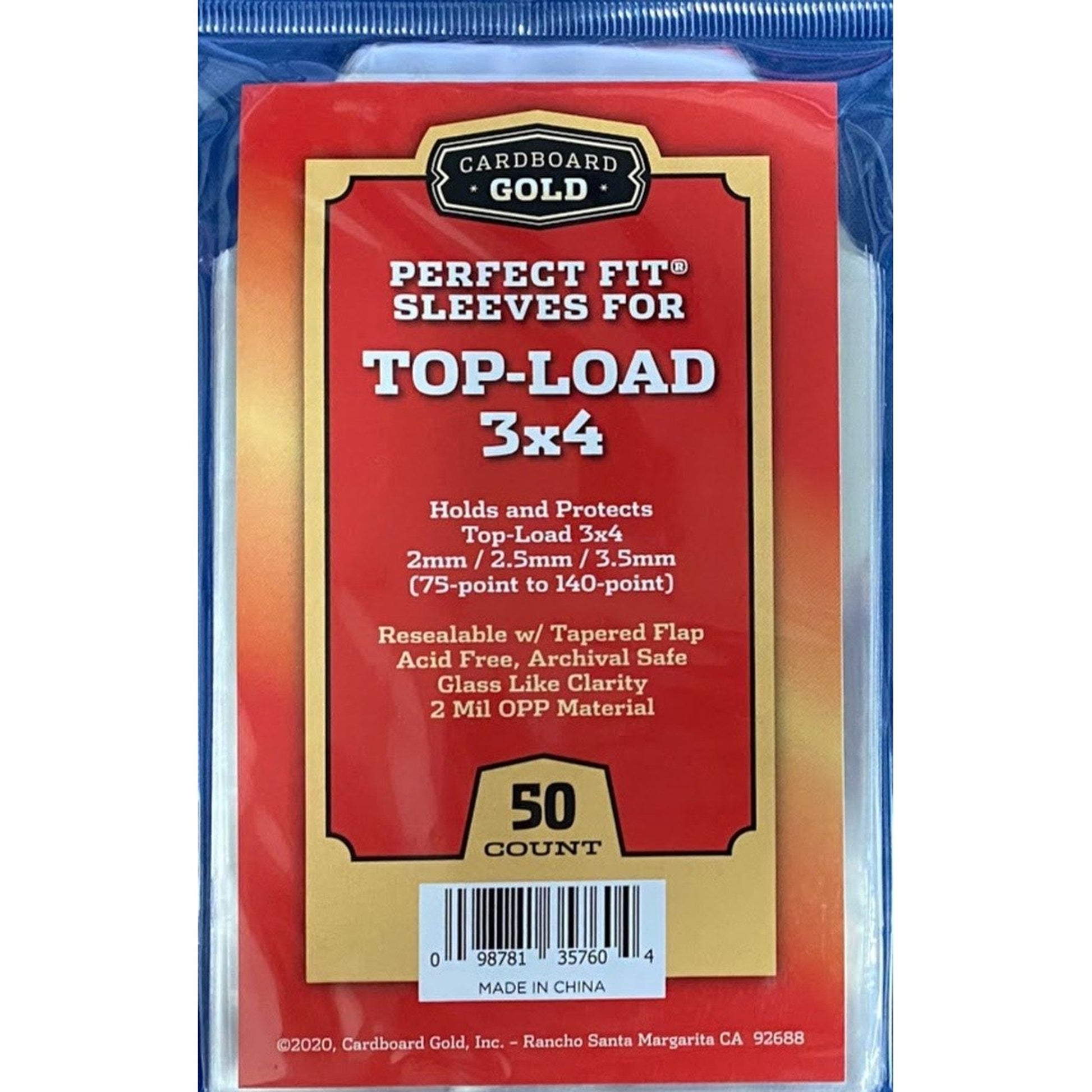 Image for Perfect Fit Sleeves for 3x4 Toploaders [75pt to 140pt] (50-Count) - Card Sleeves