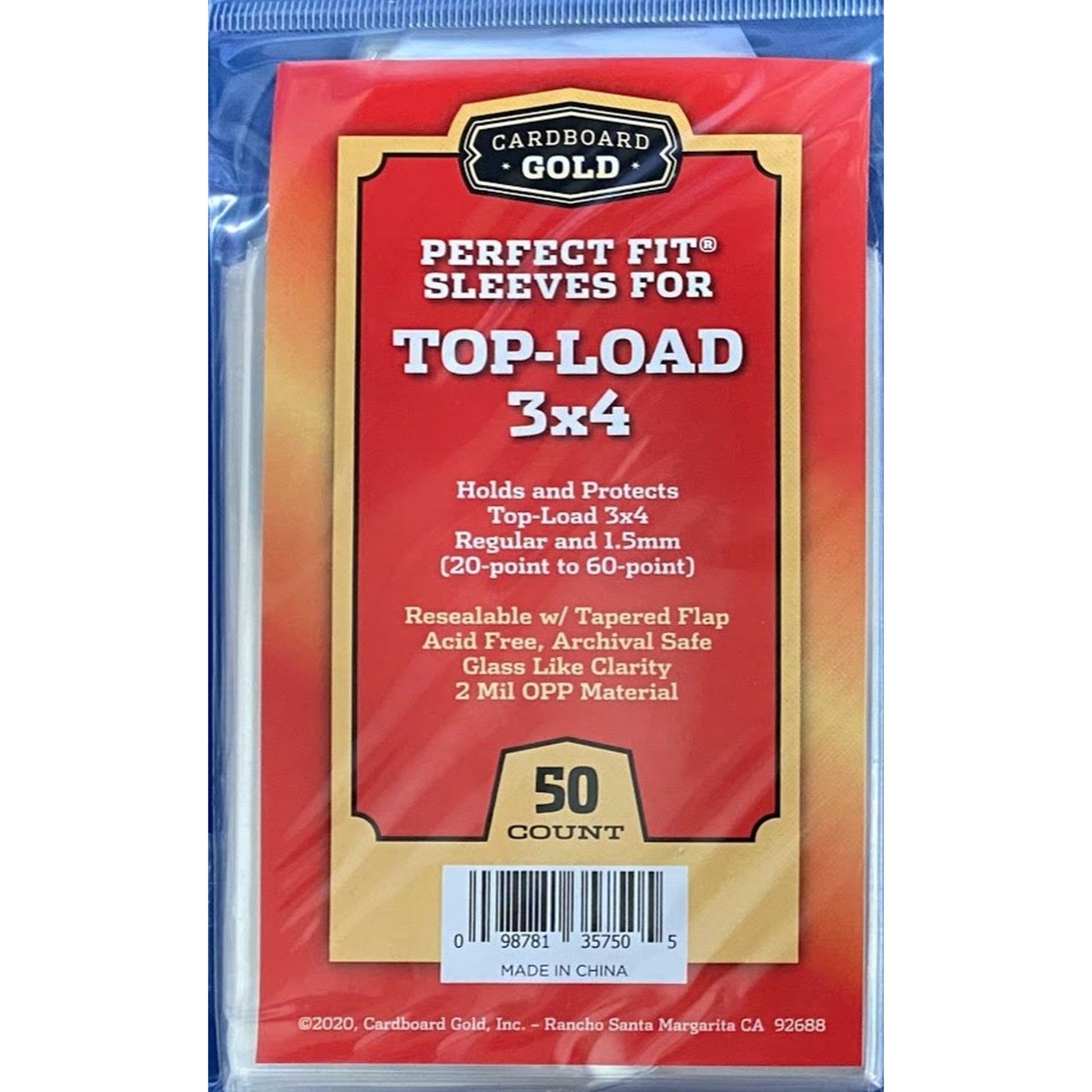 Image for Perfect Fit Sleeves for 3x4 Toploaders [20pt to 60pt] (50-Count) - Card Sleeves