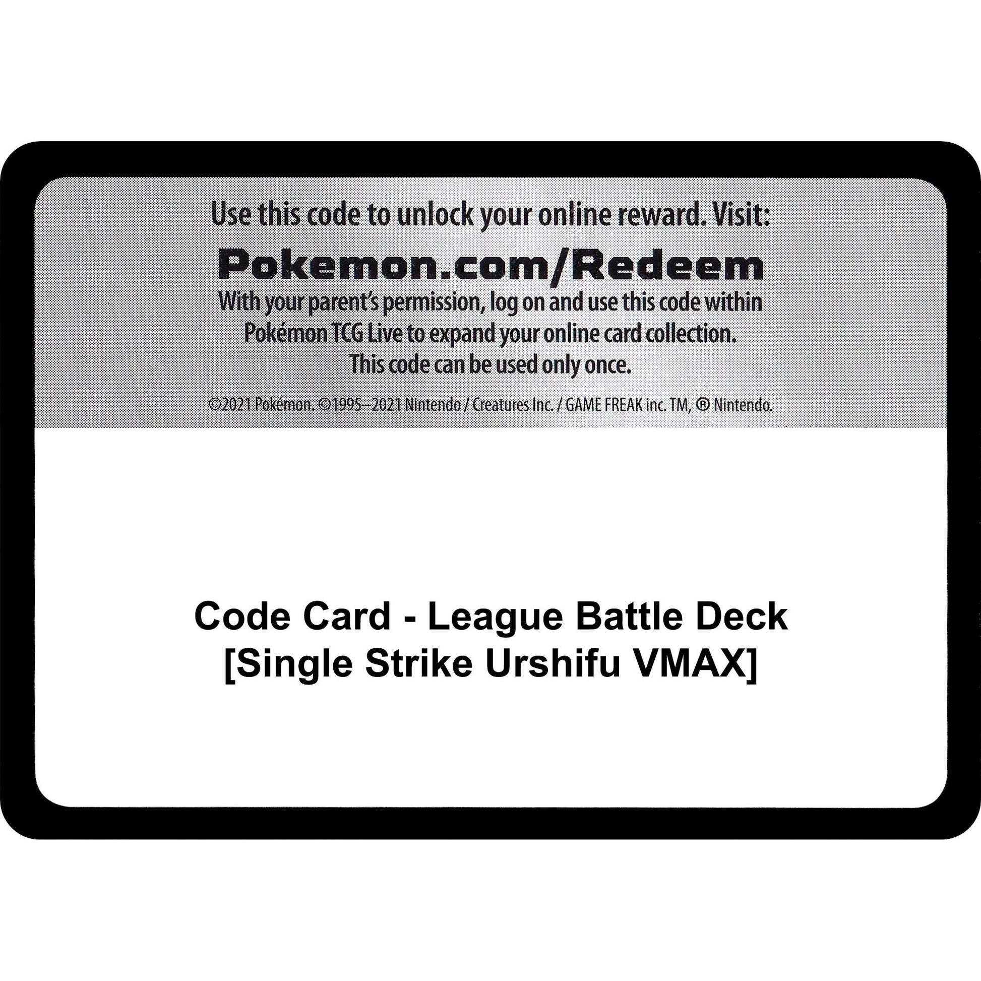 Image for Code Card - League Battle Deck [Single Strike Urshifu VMAX] (MCAP) - Pokemon