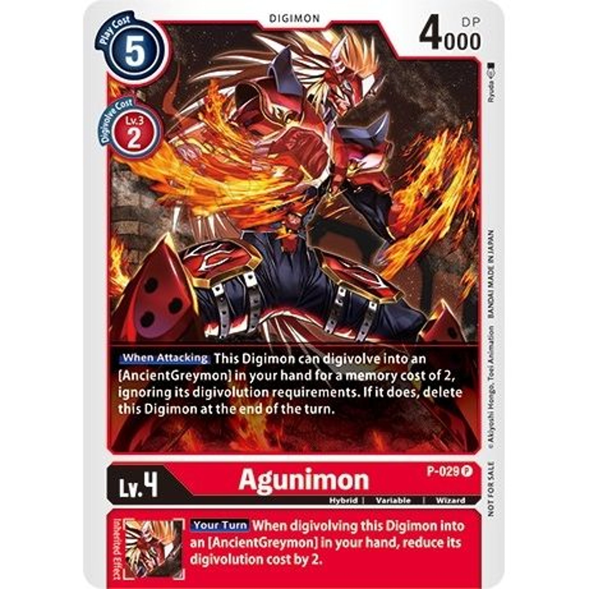 Image for Agunimon - P-029 (P-029 P) (RPC) - Digimon Card Game