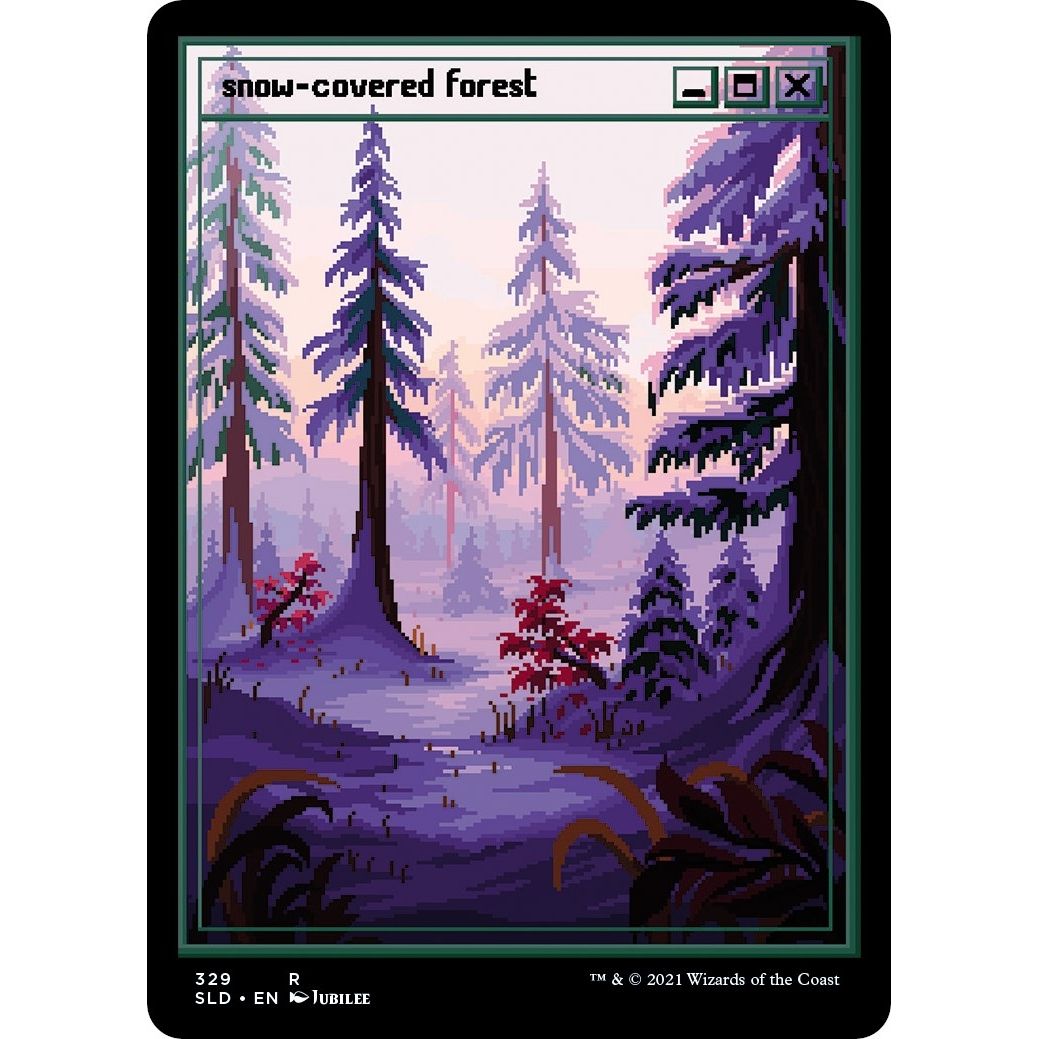 Image for Snow-Covered Forest (PixelSnowLands.jpg) (329) (SLD) - Magic: The Gathering